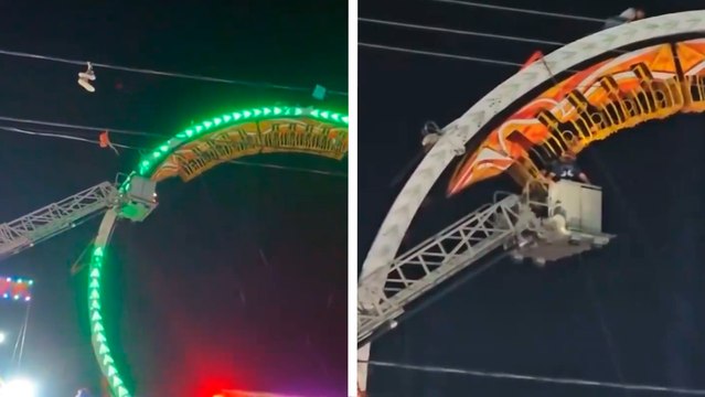 Jalisco: 5 personas quedan atrapadas en juego mecánico de cabeza y una grúa los rescata