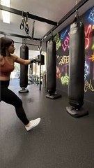 Athlete is trying to do a push kick and round house kick!
