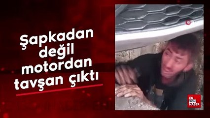 Şapkadan değil, motordan tavşan çıkarttı