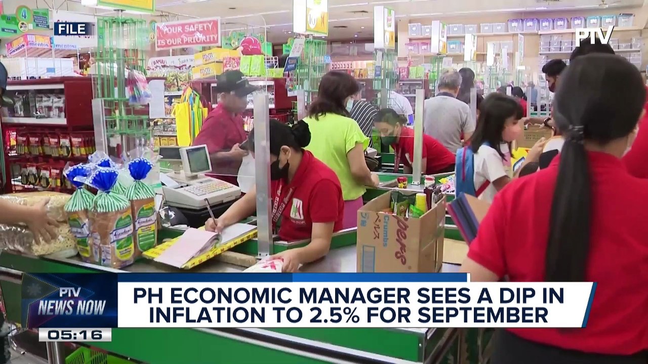 PH Economic Manager sees a dip in inflation to 2.5% for September