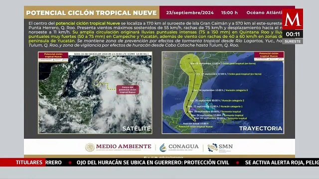 Ciclón tropical número nueve se acerca a Yucatán y Quintana Roo