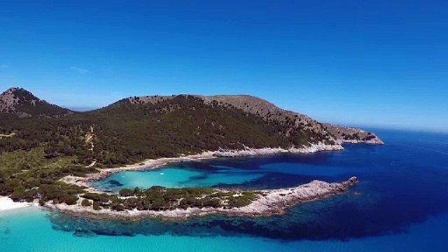 Beach view with mountains with drone