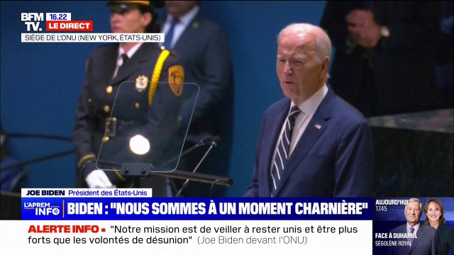 Nous sommes à un moment charnière , affirme Joe Biden face à l'Assemblée générale de l'Onu