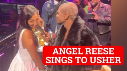 Angel Reese blushes and sings love song with Usher on stage - VIDEO