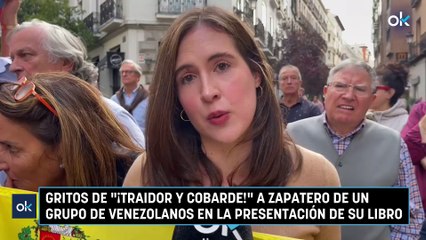 Gritos de "¡traidor y cobarde!" a Zapatero de un grupo de venezolanos en la presentación de su libro