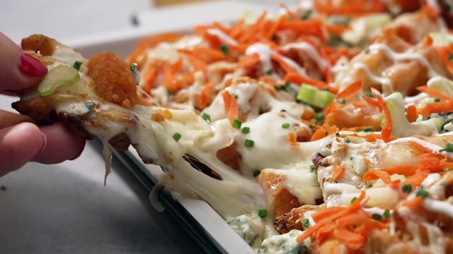 These Buffalo Chicken Waffle Fry Nachos Have Everything You Could Want In A Game Day App