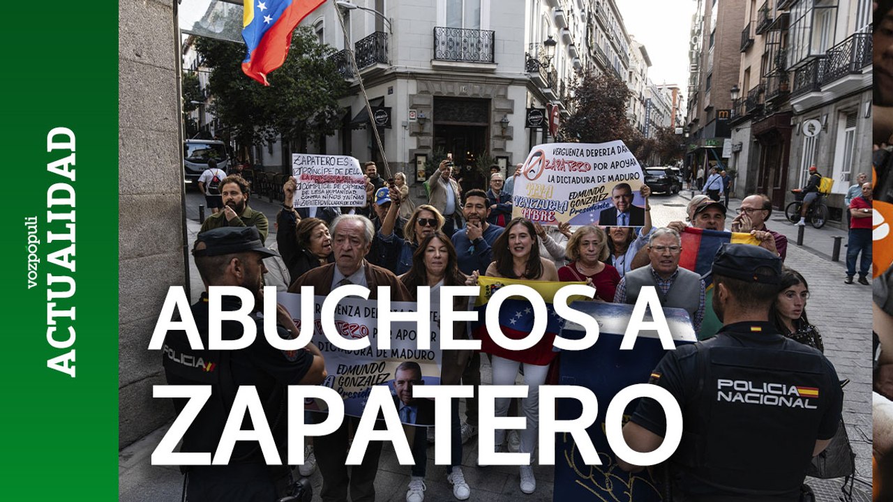 Abucheos y gritos contra Zapatero al llegar al Ateneo de Madrid por "apoyar la dictadura de Maduro"