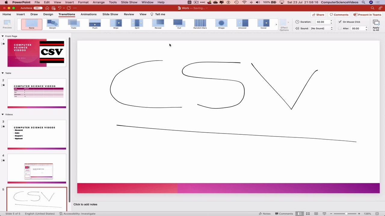 How to USE Microsoft PowerPoint On a Mac - Tutorial 18 - Add a Transition to Slides - Tutorial | New