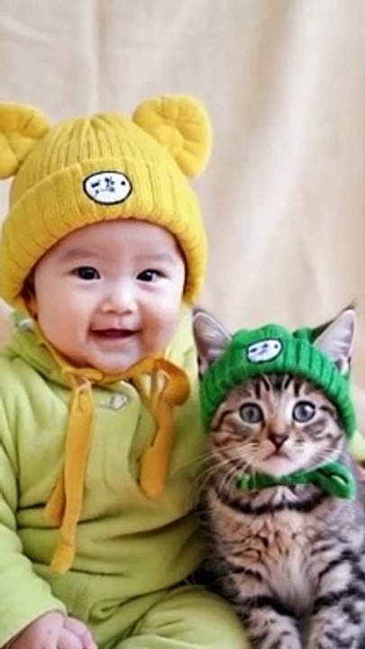 Baby with cute cats