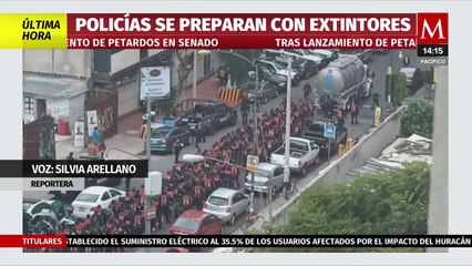 Autoridades despliegan operativo para controlar la protesta normalista en el Senado