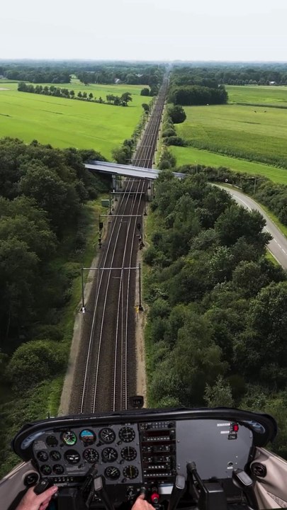 Train view from aeroplane cockpit
