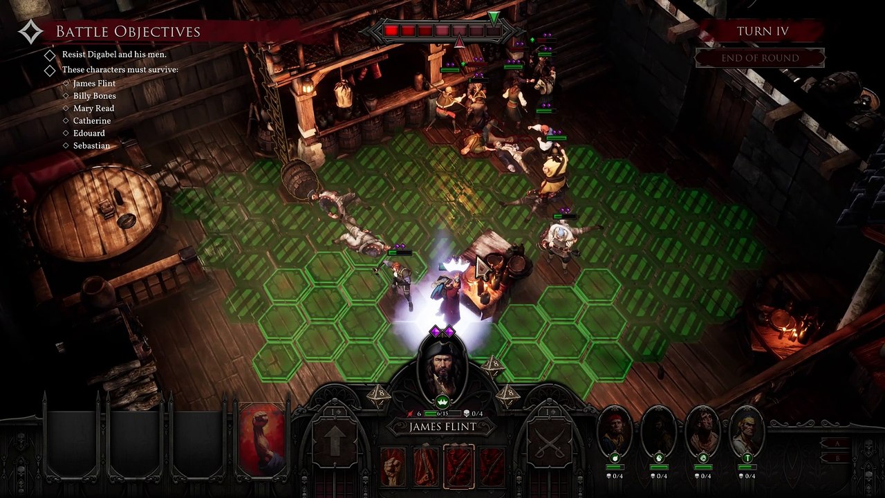 Wir beenden in Flint: Treasure of Oblivion eine Kneipenschlägerei, Runde für Runde