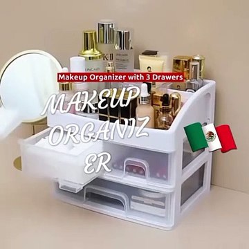 Makeup Organizer with 3 Drawers, Cosmetic Display Cases, Makeup Storage Box (3 Drawers) (white)