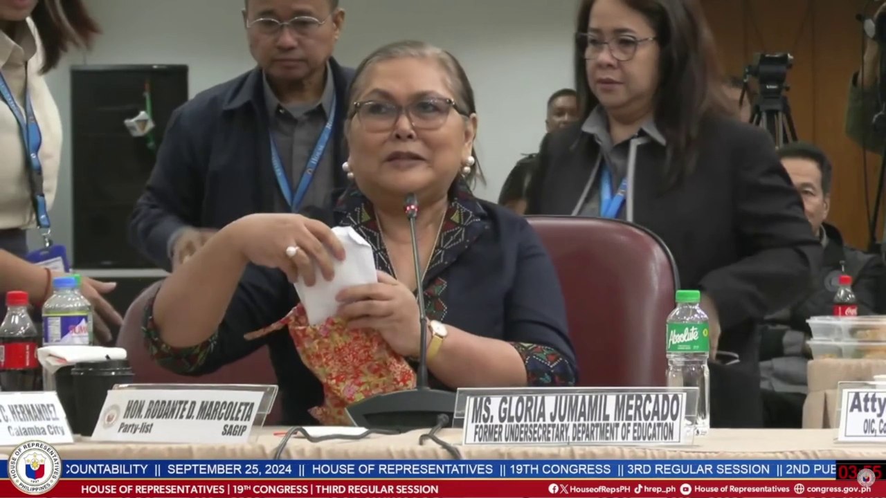 Former DepEd Usec. Mercado turned over the envelopes she received from ...