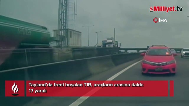 Bangkok'ta freni boşalan TIR, araçların arasına daldı: 17 yaralı