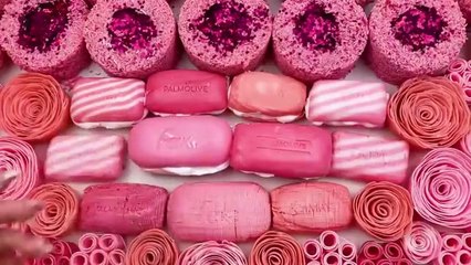 ASMR Soap with foam and glitter ✨ Crushing crunchy  Cutting soap cubes