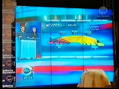 TVN - Wybory 2005 - wieczór wyborczy - w. prezydenckie - I tura (fragment) - 09.10.2005