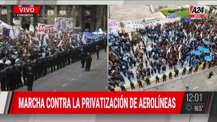 La imagen del día: la marcha contra la privatización de Aerolíneas en minutos