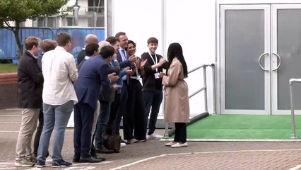Leadership candidate Badenoch arrives at Tory conference