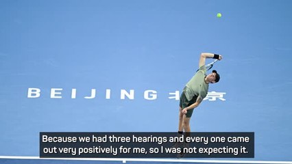 Sinner 'disappointed and surprised' by WADA appeal