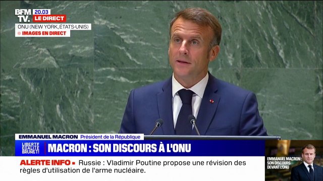 Emmanuel Macron: Notre organisation (l'ONU) affronte la plus grande convergence de crises qu'elle ait sans doute connues après ses huit décennies d'existence