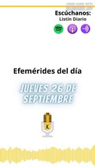 Efemérides Jueves 26 de Septiembre 2024
