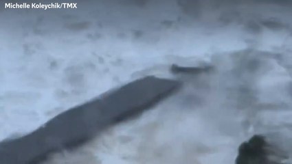 Pier smashed by Hurricane Helene as Cancun hotel guests ordered to stay inside