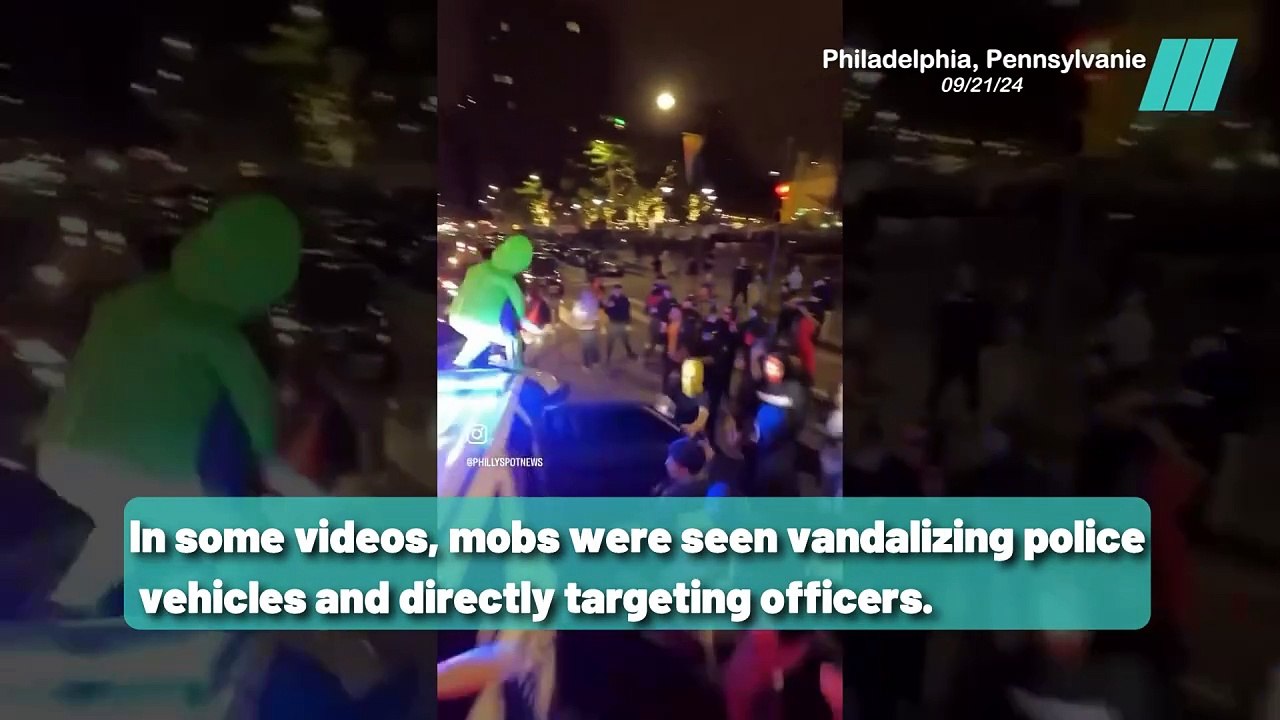 Mob Surrounds Police Car During Illegal Street Takeover
