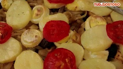 Bacalhau assado com batatas