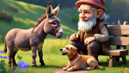 animal cartoon donkey and dog