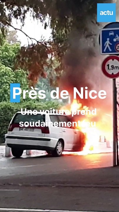 Près de Nice, une voiture prend feu soudainement