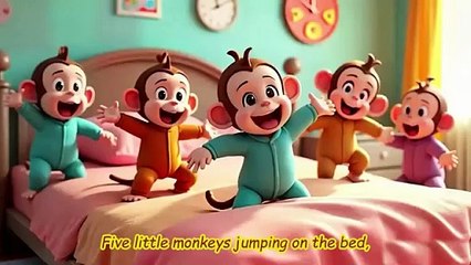 Five Little Monkeys Jumping on the Bed | Counting Song for Kids | Nursery Rhymes & Children's Songs