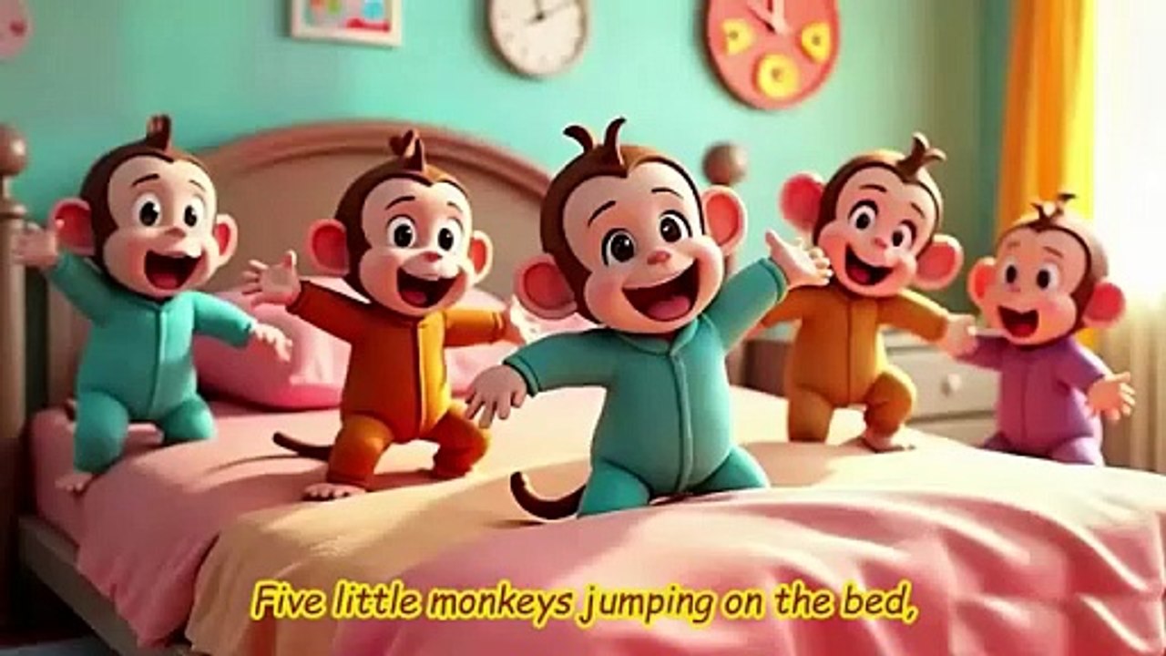 Five Little Monkeys Jumping on the Bed | Counting Song for Kids | Nursery Rhymes & Children's Songs