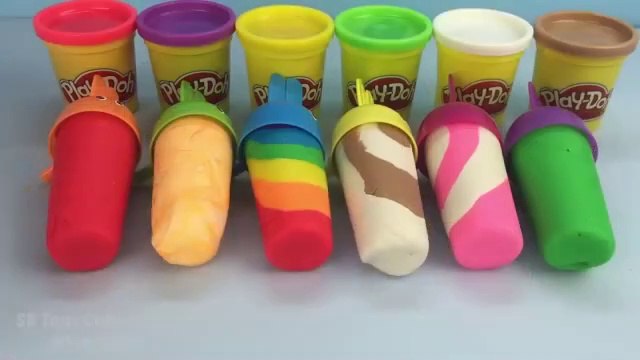 ASMR,Making 6 Play Doh Ice Creams with Molds Ice cream 6cup Rainbow colour,and clay Ice cream .