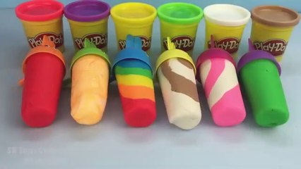 ASMR,Making 6 Play Doh Ice Creams with Molds Ice cream 6cup Rainbow  colour,and clay Ice  cream .