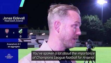 'Season starts now' - Eidevall delighted as Arsenal reach UWCL group stages