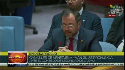 Venezuelan FM Yván Gil speaks at the UN Security Council