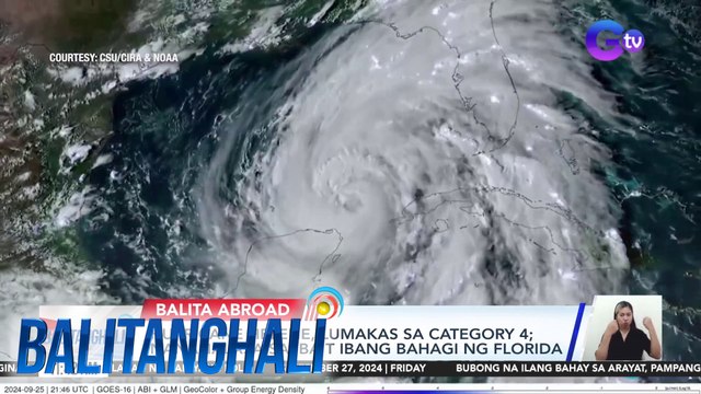 Hurricane Helene, lumakas sa category 4; nananalasa sa iba't ibang bahagi ng Florida | Balitanghali