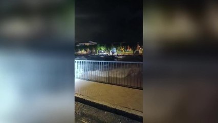 Brembo in piena, a Piena San Pellegrino sfiora i marciapiedi