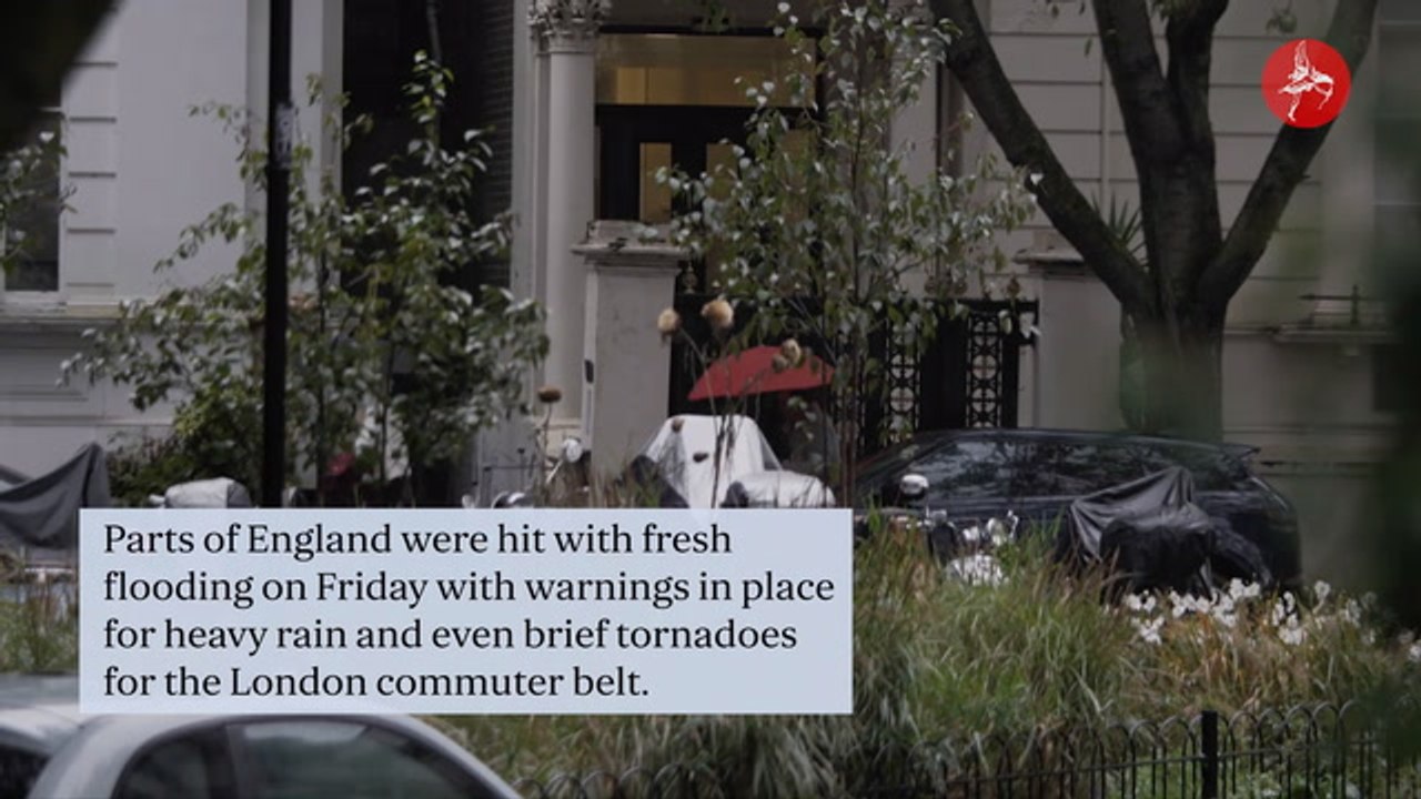 Tornado warning for London commuter belt as flooding hits roads and train lines