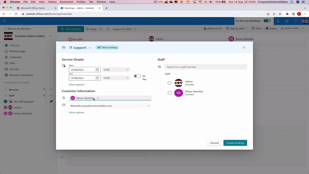 How to USE Microsoft Bookings for Office 365 On a Mac - Tutorial 5  - Assign Staff - Basic Tutorial