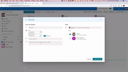 How to USE Microsoft Bookings for Office 365 On a Mac - Tutorial 6  - Add Time Off - Basic Tutorial
