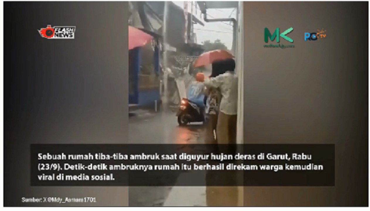 HISTERIS! Rumah di Sukamerang Garut Ambruk Saat Hujan Deras, Warga Teriak Ketakutan
