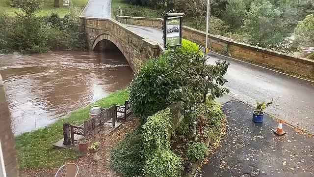 River Esk burst its banks as roads flood in North Yorkshire