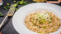 Risoto de alho-poró com filé mignon ao creme de queijo