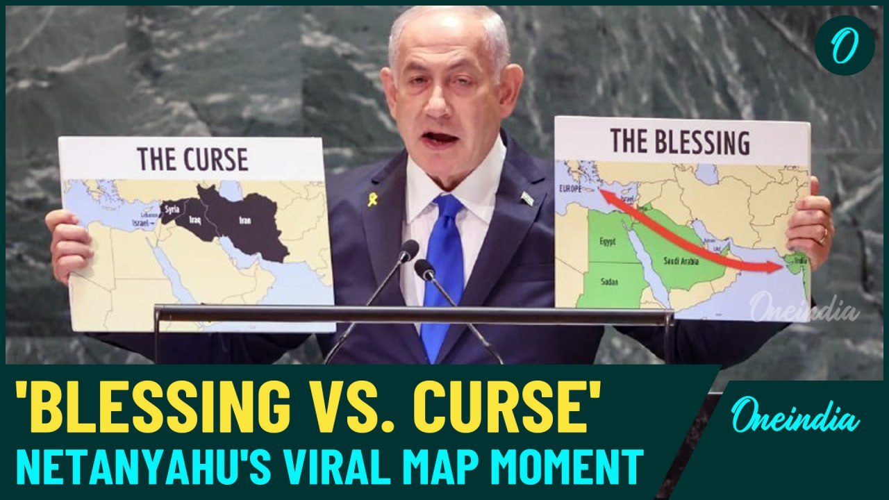 Video| Netanyahu Shares Two Maps in UN Assembly, Explains How Hamas-Hezbollah are Destroying Peace