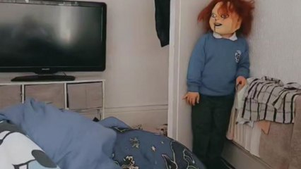 Comical video shows woman's priceless reaction to grandson's well-timed jump scare trick