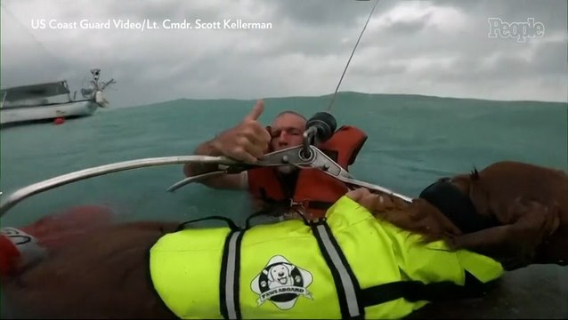 Man and Dog Rescued by Coast Guard as Sailboat Sinks Off Coast of Florida During Hurricane Helene