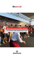 Aksi dance Azizah di depan para rider MotoGP dalam parade di Mandalika.