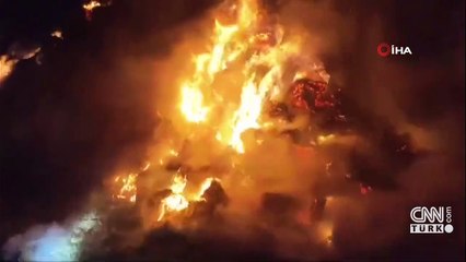 Kars'ta yangın! Binlerce balya ot kül oldu...